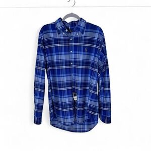 NWT Polo Ralph Lauren Shirt Mens Large Plaid Button Up Down Long Sleeve Blue